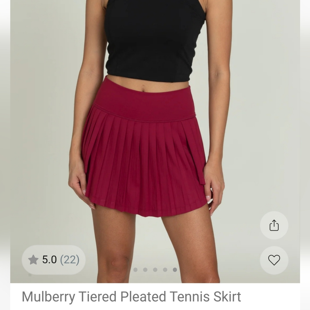 Gold Hinge Mulberry Tiered Pleated Tennis Skater Skirt